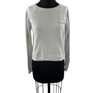 FOR THE REPUBLIC Gray Cotton Blend Round Neck "Love Yourself" Sweatshirt Size XS